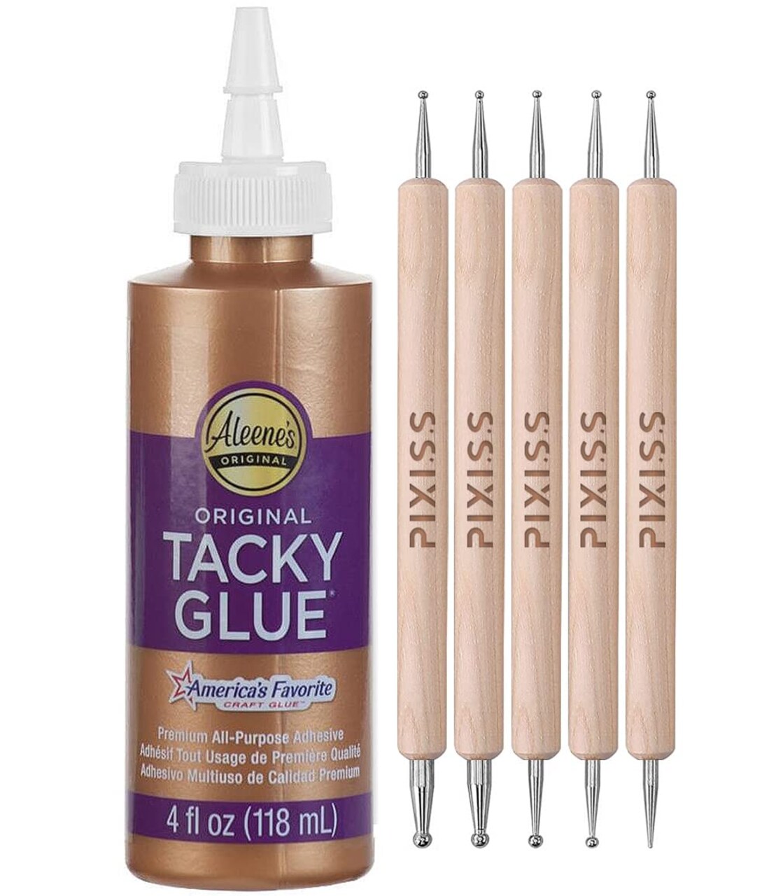 Aleene's Original Tacky Glue Craft Glue - 4oz, Pixiss Wooden Dotting Stylus Pens